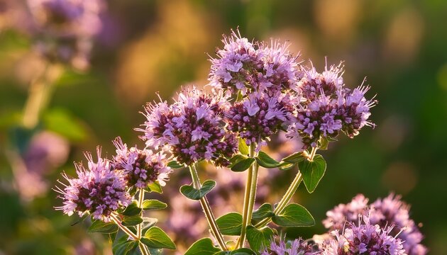In The Wild In The Summer Flowering Oregano Origanum Vulgare Close Up