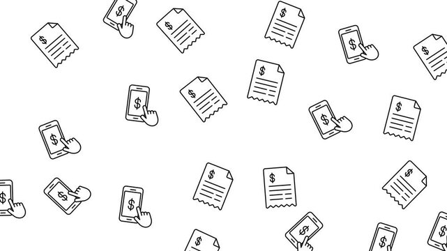 Finance and online banking pattern with mobile payment and receipt icons