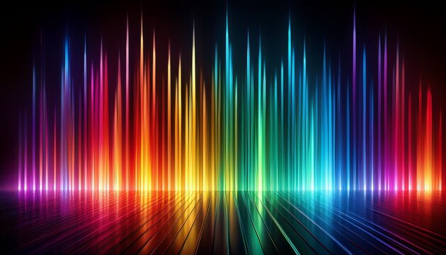 Vibrant Multicolored Light Spectrum With Vertical Lines On Black Background