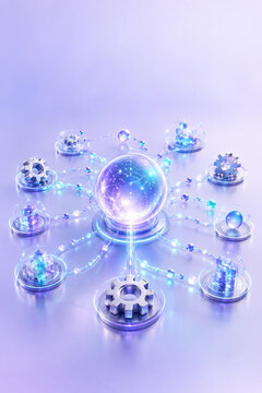 AI Automation Network with Connected Gears