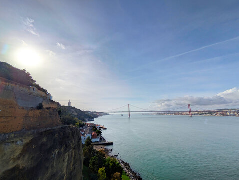 April Bridge Cristo Rei  Lisbon