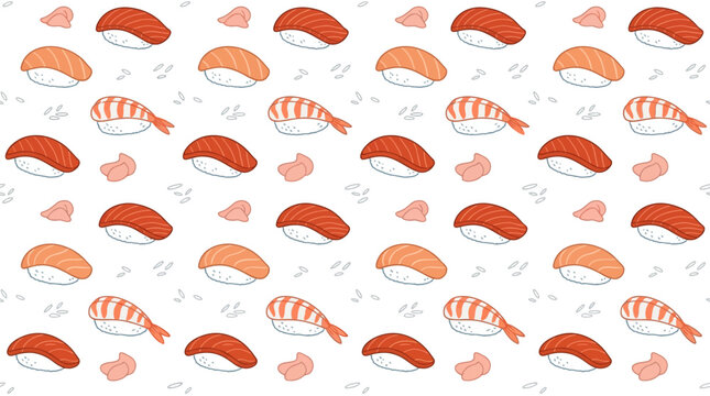 Sushi Pattern Isolated Transparent Background