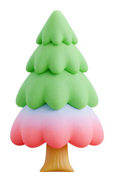 PNG Colorful 3D cartoon tree with gradient leaves