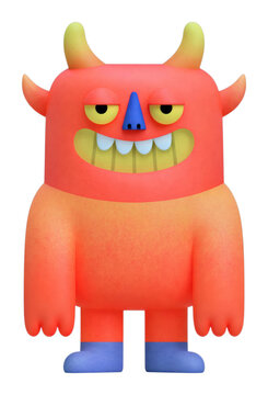 PNG Cute 3D red monster character transparent PNG illustration