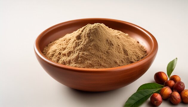 A Bowl Of The Ayurvedic Powder Sidr Zizyphus Jujuba On A Light Background