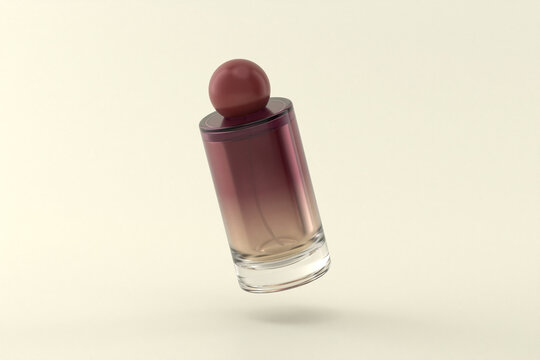 Round cap Perfume Gradient Bottle isolated on a Beige background 3d rendering