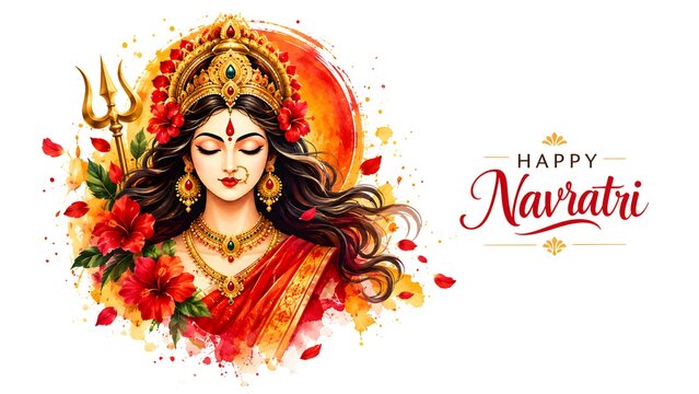 Happy Navratri Celebration with Dandiya, Mandala and Traditional Indian Art