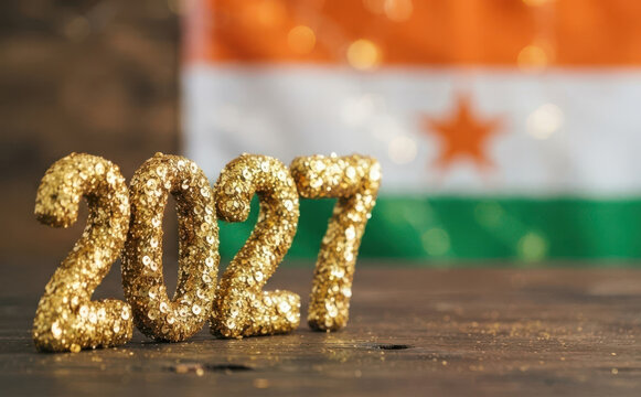 Happy New Year 2027 gold numbers with Niger flag background celebrating future holidays