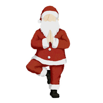 Santa Claus Practicing Yoga with Hands in Prayer 02