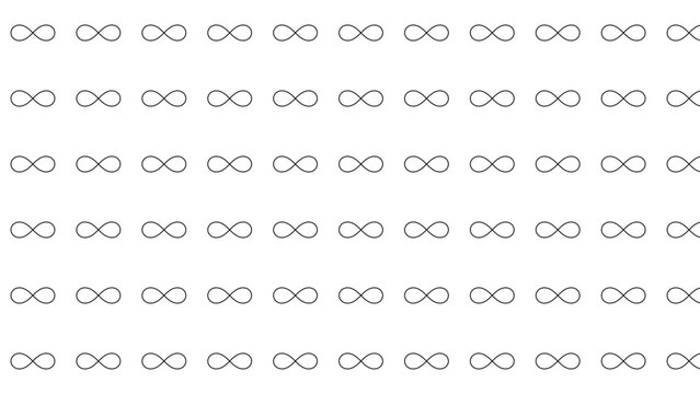 Repeating pattern of black infinity symbols on white background