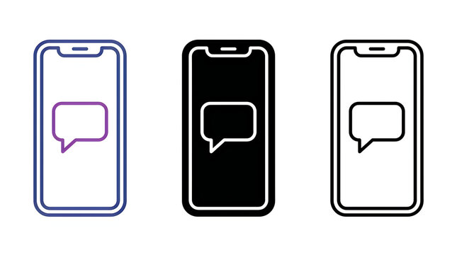Minimalist chat message phone icons set