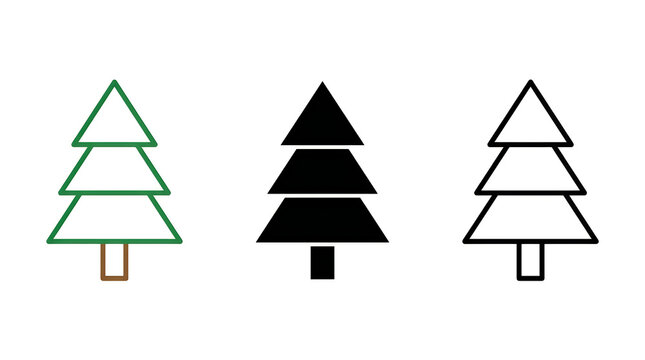 Simple christmas tree illustration trio