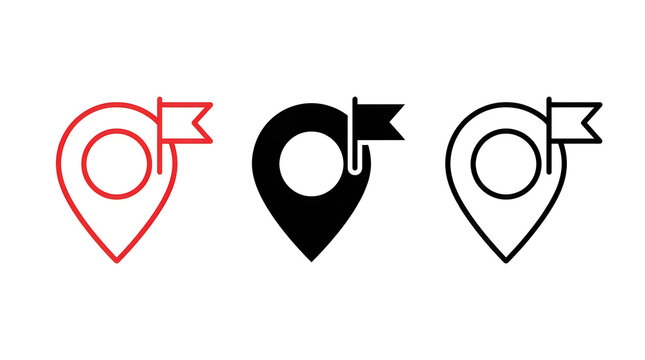 Location pin icons with directional flags