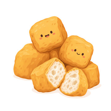Cute Indonesian Tahu Sumedang Fried Tofu Illustration