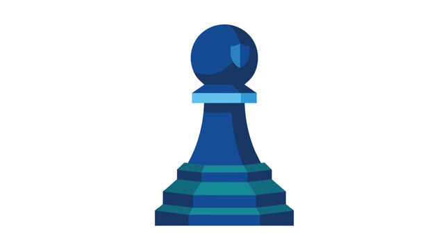 Blue chess pawn piece strategic game element modern flat vector illustration for business competition and gaming branding