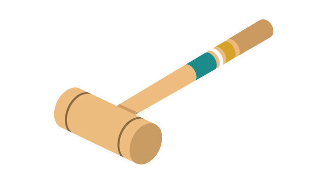 Croquet mallet lawn game equipment isometric flat vector illustration for summer leisure sports branding
