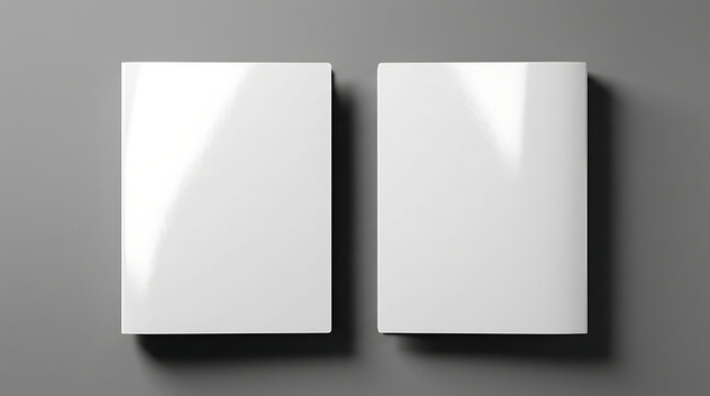 Two Blank White Greeting Cards or Postcards Displayed Side By Side On A Plain Gray Surface With Soft Lighting And Subtle Shadows