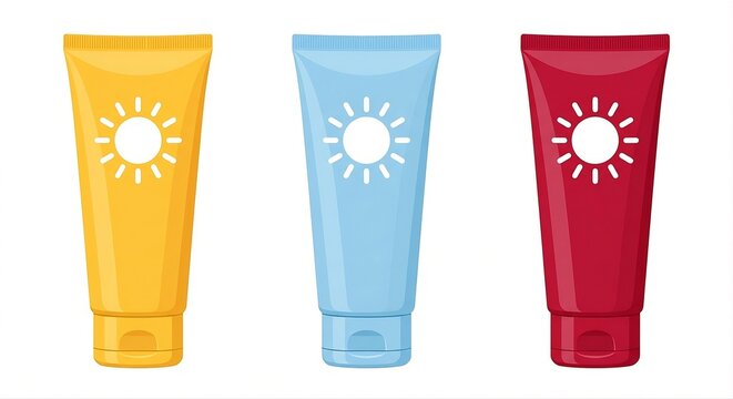 Modern Sunscreen Tube Clipart Set