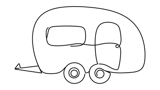 Vintage camper trailer on white background.