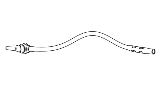 Flexible cable with connector white background.