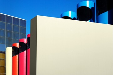 Abstract colorful industrial building with modern architecture