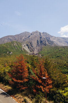 Sakurajima Volcano Island landscape, Japan, Kagoshima prefecture, Kyushu island region, island volcano and bay, Yunohira Observation Deck, ferry trip from Kagoshima, Kirishima-Kinkowan National Park