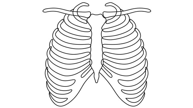 Human Ribcage Anatomy white background.