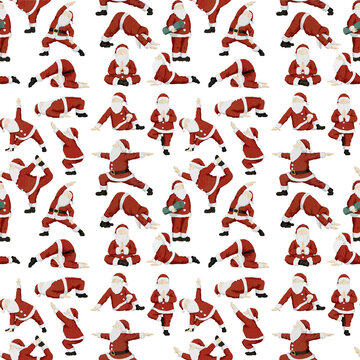 Santa Claus Yoga Seamless Pattern