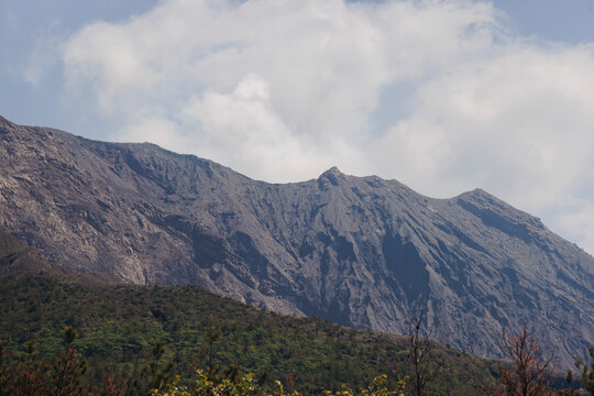 Sakurajima Volcano Island landscape, Japan, Kagoshima prefecture, Kyushu island region, island volcano and bay, Yunohira Observation Deck, ferry trip from Kagoshima, Kirishima-Kinkowan National Park