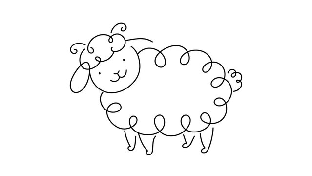 Happy sheep white background.