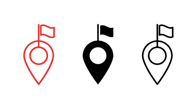Map pin icons with small flags
