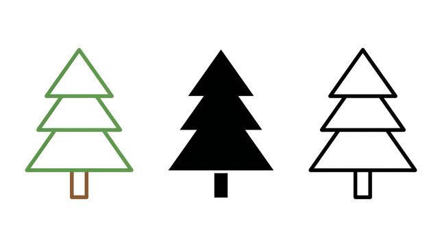 Simple christmas tree vector illustration set