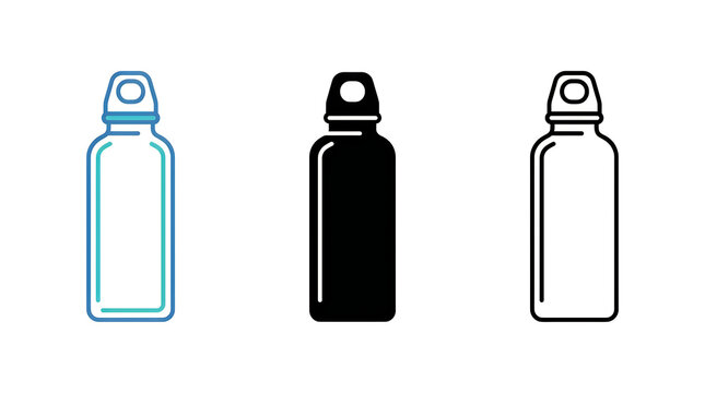 Three water bottles with different colors