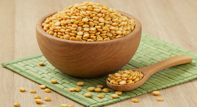 vibrant yellow split peas (chana dal or toor dal)