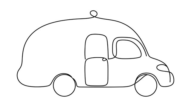 Vintage camper van white background.