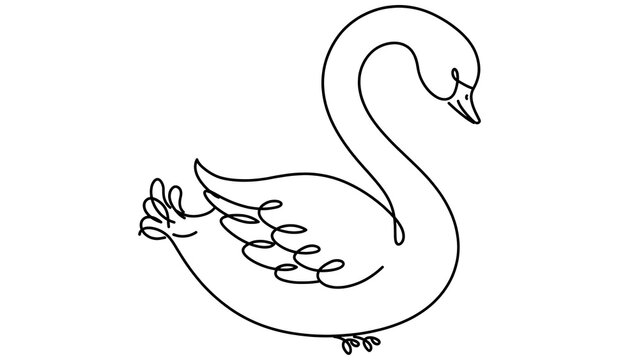 Swan white background simple drawing.