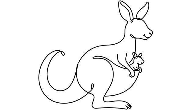 Kangaroo and joey white background.
