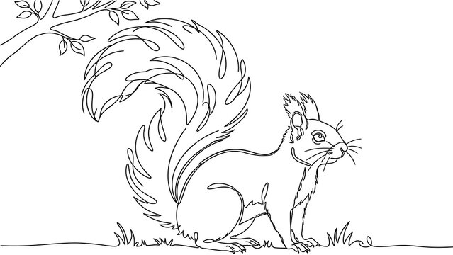 Squirrel standing white background.