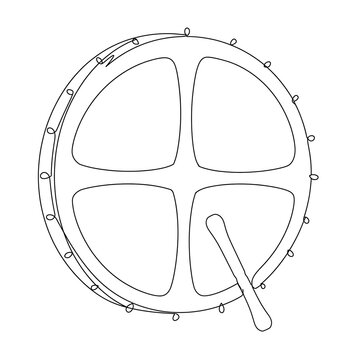 Tambourine Instrument white background.