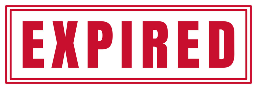 Rectangular badge with double red border and bold red uppercase EXPIRED text, isolated on transparent background