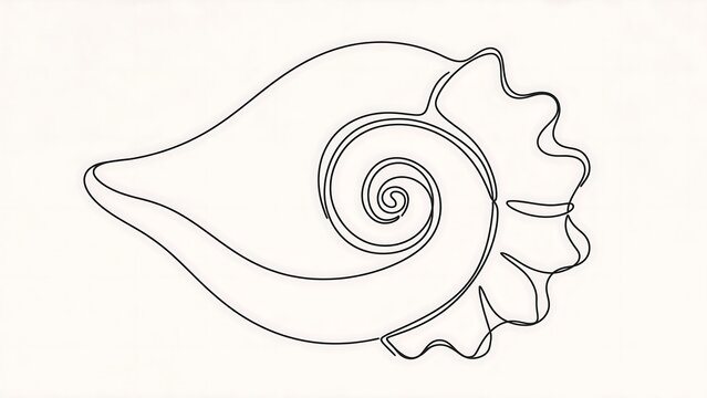 Nautilus Shell Outline white background.