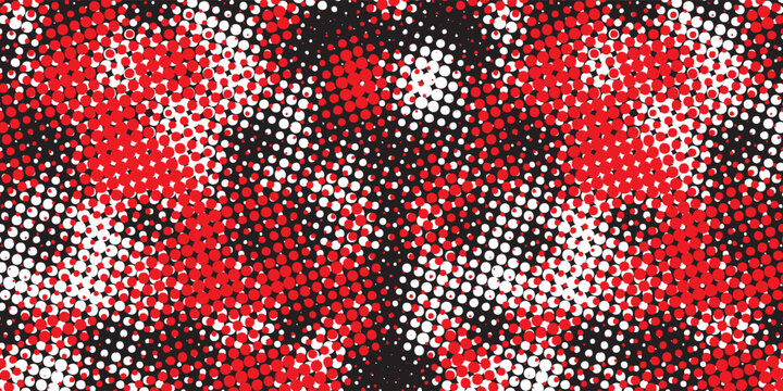 Abstract red, white, and black halftone dots texture background, suitable for comic book art, pop art backdrop, poster, banner, or design element.