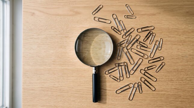 magnifying glass with paper clips