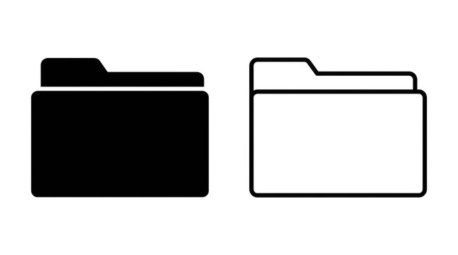 Simple folder icon pair open and closed