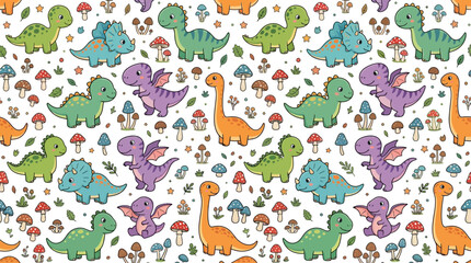 Cute Dinosaur Pattern Illustration © Sedap