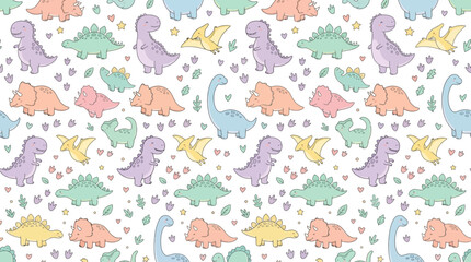 Cute Dinosaur Pattern Illustration © Sedap