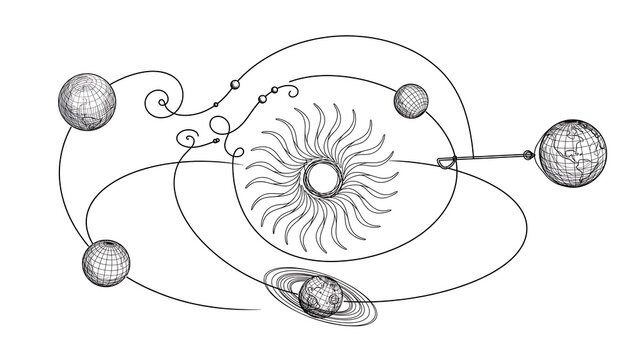 Solar System Planets white background.