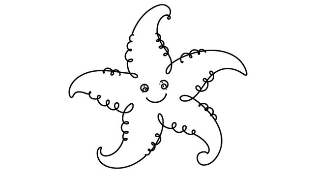 Smiling starfish white background.
