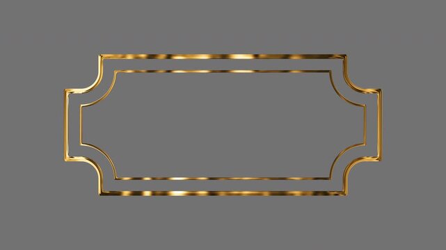 Elegant golden frame animation, vintage golden title border highlights on transparent background