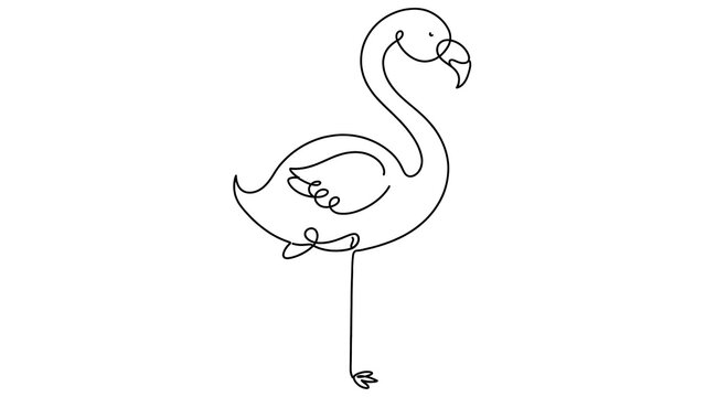 Flamingo white background simple line art.